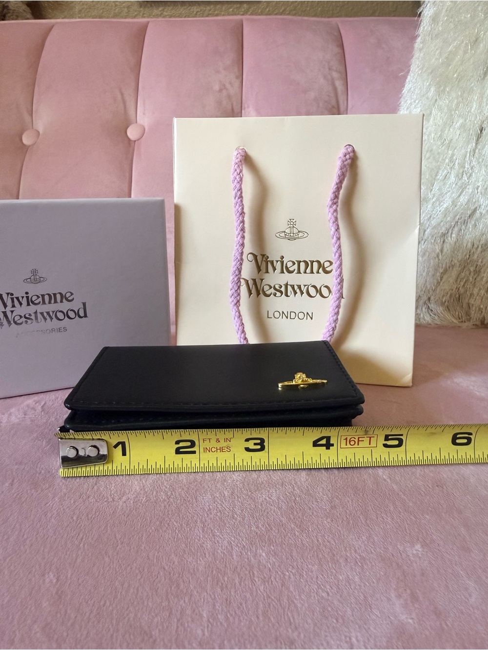 ๐ฏ Auth! Vivienne Westwood Black Leather Card & Key Holder with Gold Orb. BNWT! - Picture 12 of 15